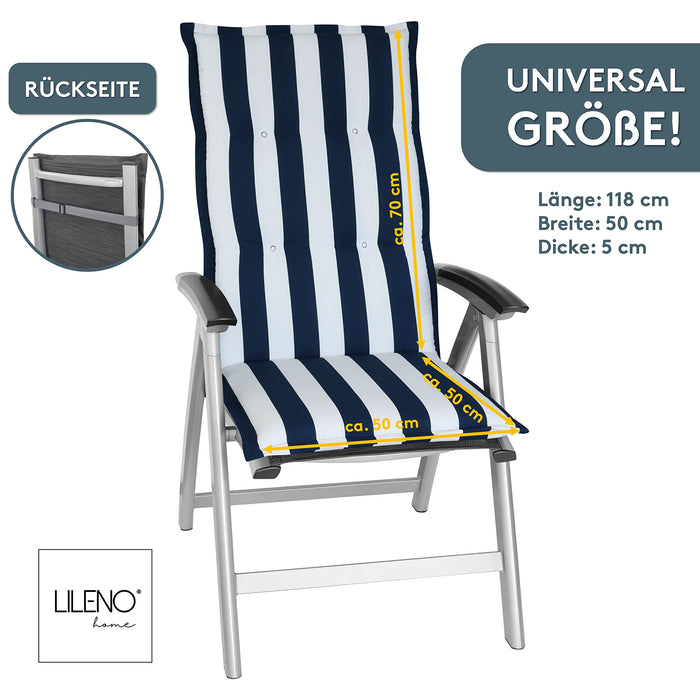 Hochlehnerauflage Gartenstuhl Auflage 2er Set FLORENCE, bequeme Sitzauflage für Gartenmöbel, Stuhlkissen