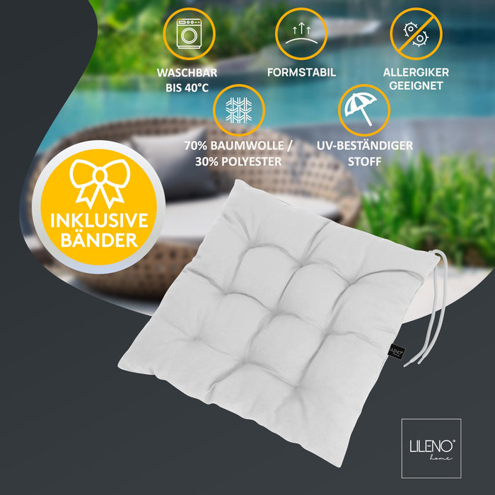 Stuhlkissen Linda Fiume 4er Set - Sitzkissen für Gartenstuhl, Küchenstuhl oder Esszimmerstuhl
