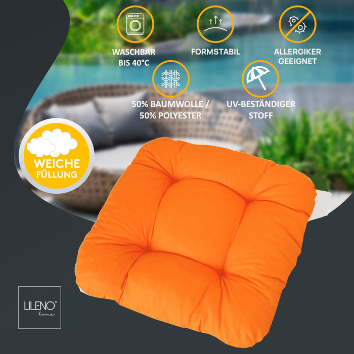 Stuhlkissen LISA CAPRI 2er Set - Sitzkissen für Gartenstuhl, Küchenstuhl oder Esszimmerstuhl