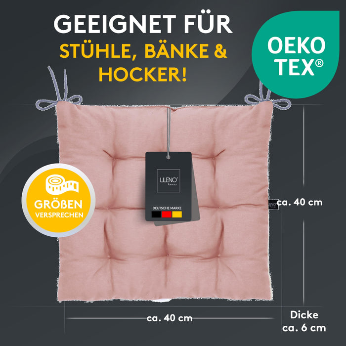 Stuhlkissen Linda Fiume 6er Set - Sitzkissen für Gartenstuhl, Küchenstuhl oder Esszimmerstuhl