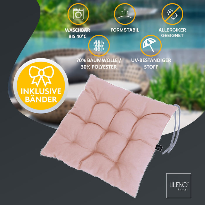 Stuhlkissen Linda Fiume 6er Set - Sitzkissen für Gartenstuhl, Küchenstuhl oder Esszimmerstuhl