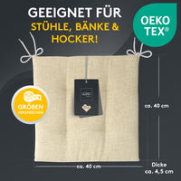 Stuhlkissen 4er Set LAURA TINO - Sitzkissen für Gartenstuhl, Küchenstuhl oder Esszimmerstuhl