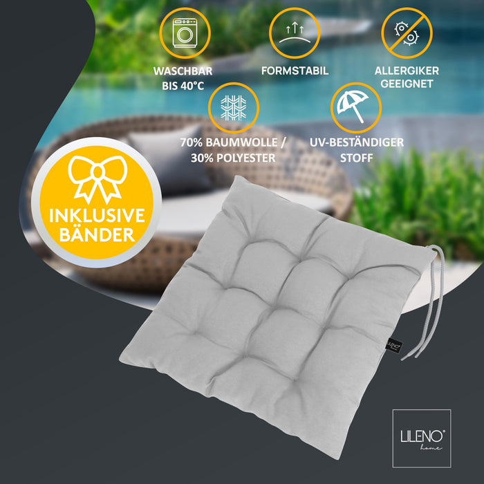 Stuhlkissen Linda Fiume 6er Set - Sitzkissen für Gartenstuhl, Küchenstuhl oder Esszimmerstuhl