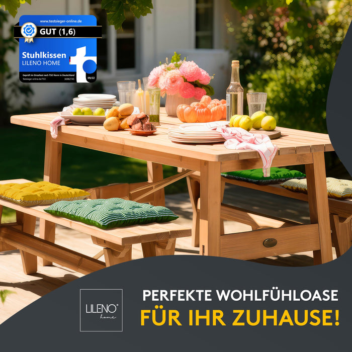 Stuhlkissen LINDA STREIFEN 6er Set - Sitzkissen für Gartenstuhl, Küchenstuhl oder Esszimmerstuhl