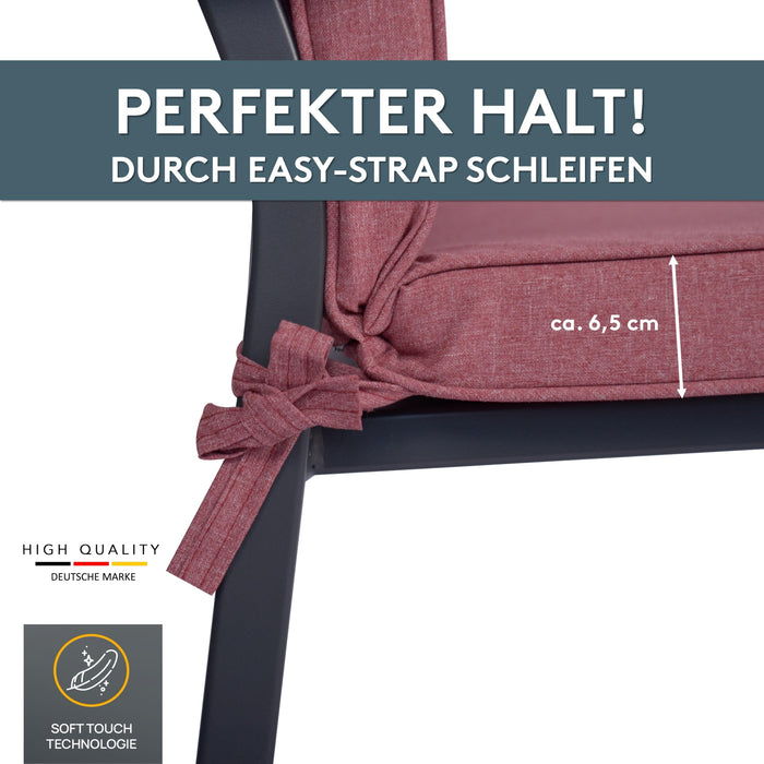 Niedriglehnerauflage 2er Set DUBAI - Gartenstuhl Auflage, bequeme Sitzauflage für Gartenmöbel, Stuhlkissen