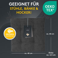 Stuhlkissen 2er Set LAURA TINO - Sitzkissen für Gartenstuhl, Küchenstuhl oder Esszimmerstuhl