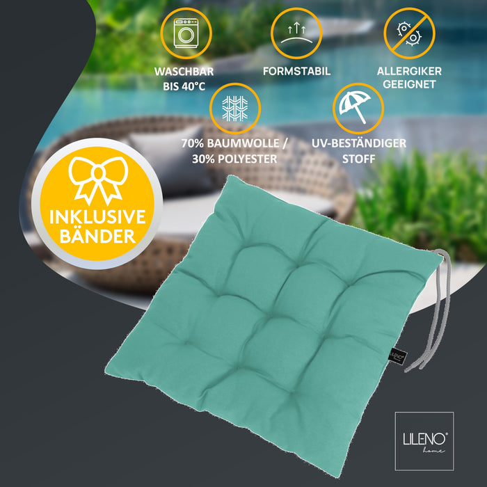 Stuhlkissen Linda Fiume 2er Set - Sitzkissen für Gartenstuhl, Küchenstuhl oder Esszimmerstuhl