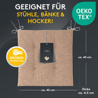 Stuhlkissen 2er Set LAURA TINO - Sitzkissen für Gartenstuhl, Küchenstuhl oder Esszimmerstuhl