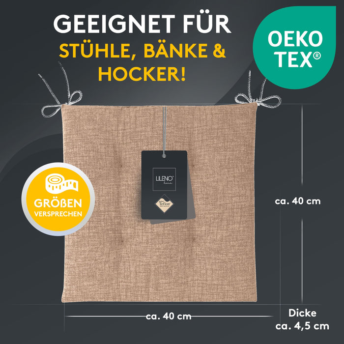 Stuhlkissen 2er Set LAURA TINO - Sitzkissen für Gartenstuhl, Küchenstuhl oder Esszimmerstuhl