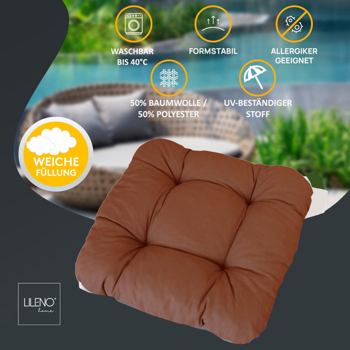 Stuhlkissen LISA CAPRI 6er Set - Sitzkissen für Gartenstuhl, Küchenstuhl oder Esszimmerstuhl