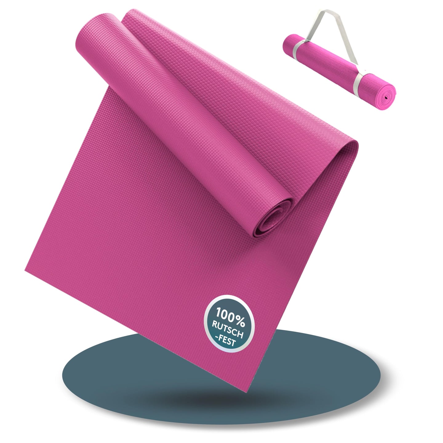 Yogamatte Gymnastikmatte 180x60 cm inkl. Tragegurt, rutschfeste Fitnessmatte