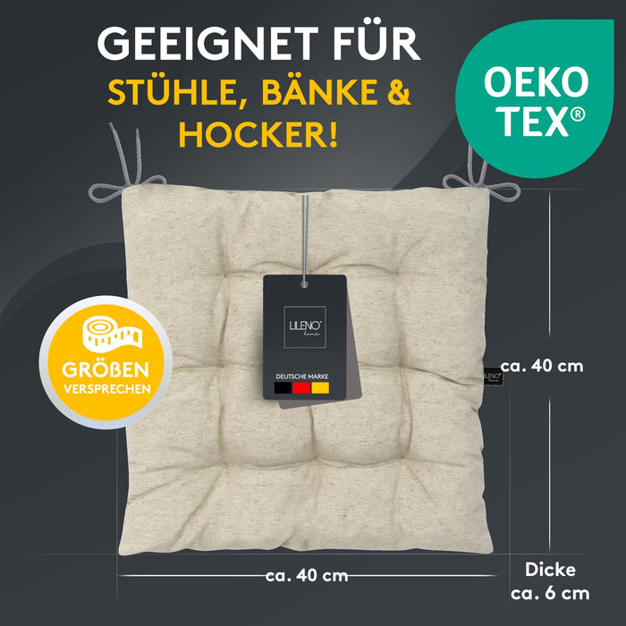 Stuhlkissen Linda Fiume 4er Set - Sitzkissen für Gartenstuhl, Küchenstuhl oder Esszimmerstuhl