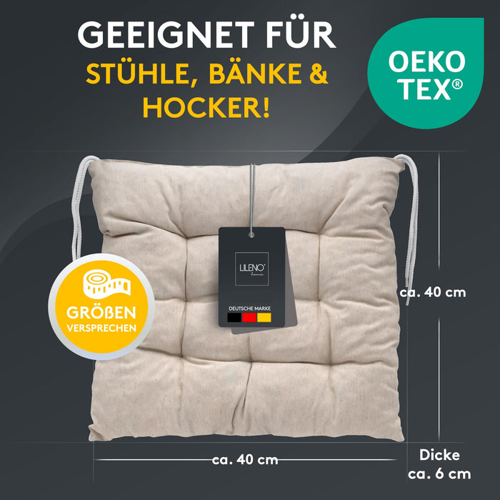 Stuhlkissen LINDA STREIFEN 4er Set - Sitzkissen für Gartenstuhl, Küchenstuhl oder Esszimmerstuhl