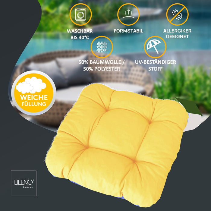 Stuhlkissen LISA CAPRI 6er Set - Sitzkissen für Gartenstuhl, Küchenstuhl oder Esszimmerstuhl