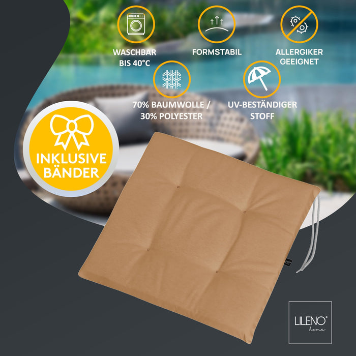 Stuhlkissen 2er Set LAURA FIUME - Sitzkissen für Gartenstuhl, Küchenstuhl oder Esszimmerstuhl