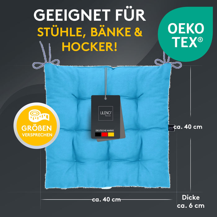 Stuhlkissen Linda Fiume 4er Set - Sitzkissen für Gartenstuhl, Küchenstuhl oder Esszimmerstuhl