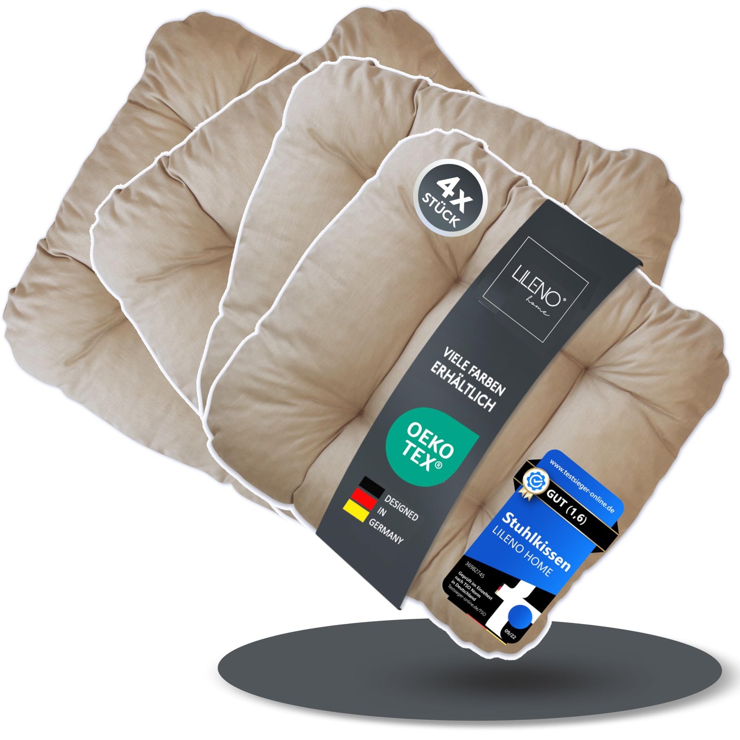 Stuhlkissen LISA CAPRI 4er Set - Sitzkissen für Gartenstuhl, Küchenstuhl oder Esszimmerstuhl