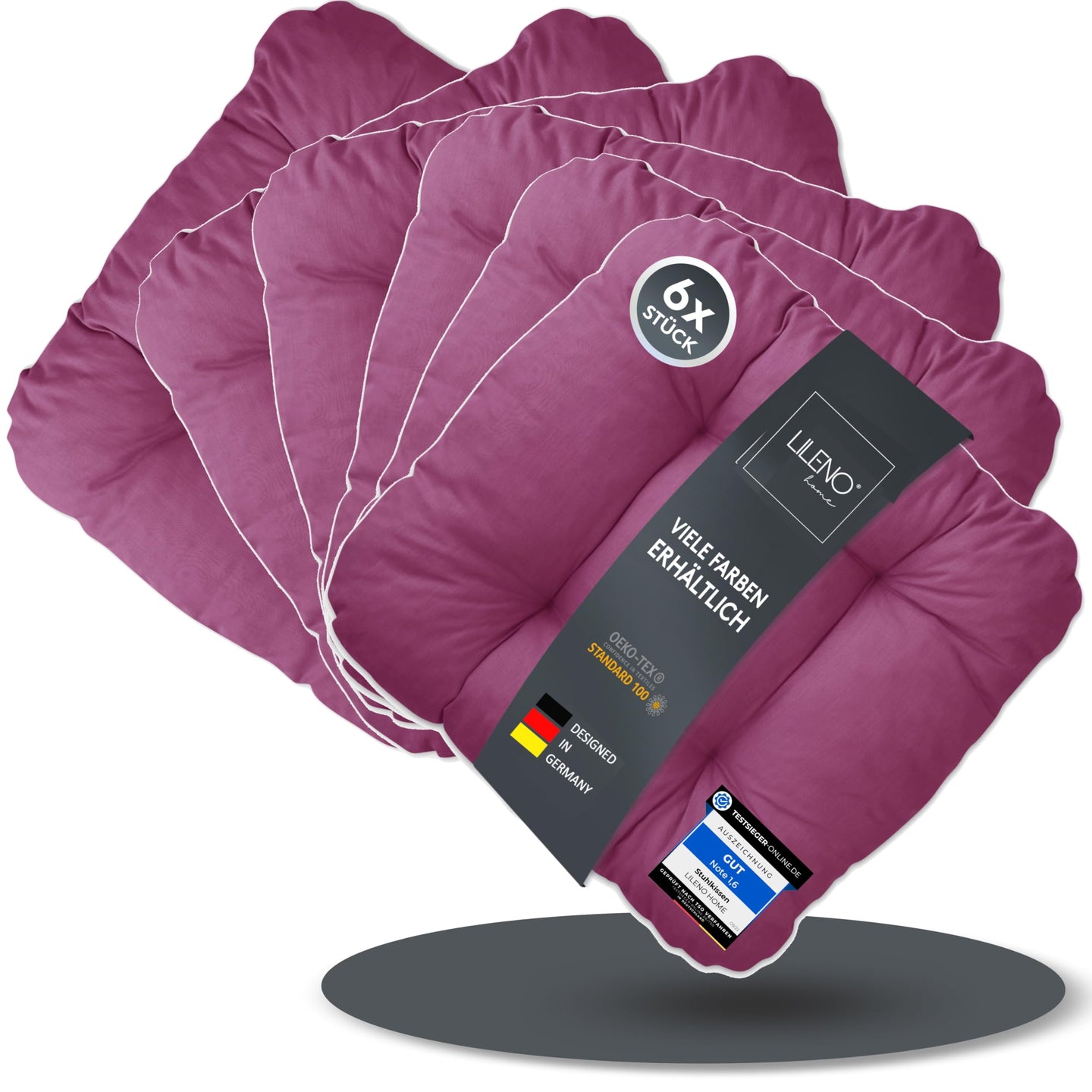 Stuhlkissen LISA CAPRI 6er Set - Sitzkissen für Gartenstuhl, Küchenstuhl oder Esszimmerstuhl