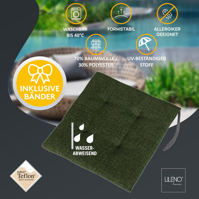 Stuhlkissen 2er Set LAURA TINO - Sitzkissen für Gartenstuhl, Küchenstuhl oder Esszimmerstuhl
