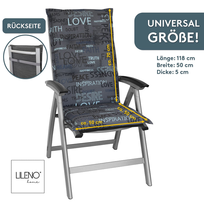 Hochlehnerauflage Gartenstuhl Auflage 2er Set FLORENCE, bequeme Sitzauflage für Gartenmöbel, Stuhlkissen