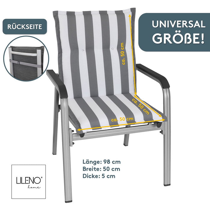 Polsterauflage Niedriglehner 2er Set, bequeme Sitzauflage für Gartenstühle, Stuhlkissen