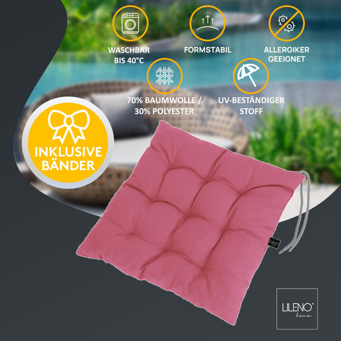 Stuhlkissen Linda Fiume 6er Set - Sitzkissen für Gartenstuhl, Küchenstuhl oder Esszimmerstuhl