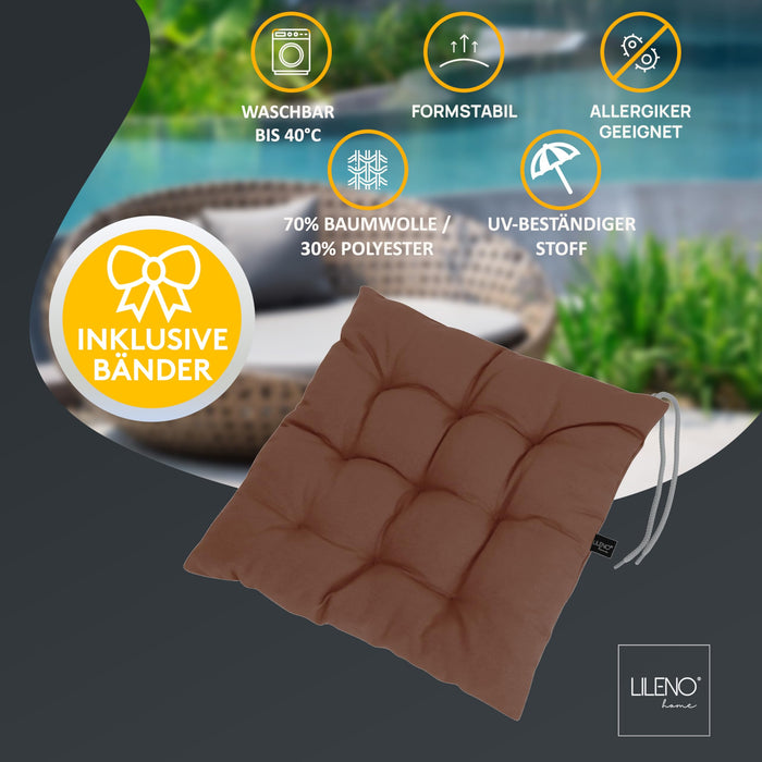 Stuhlkissen Linda Fiume 2er Set - Sitzkissen für Gartenstuhl, Küchenstuhl oder Esszimmerstuhl