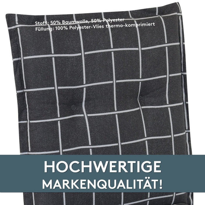 Hochlehnerauflage Gartenstuhl Auflage 2er Set FLORENCE, bequeme Sitzauflage für Gartenmöbel, Stuhlkissen