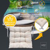 Stuhlkissen LINDA STREIFEN 6er Set - Sitzkissen für Gartenstuhl, Küchenstuhl oder Esszimmerstuhl