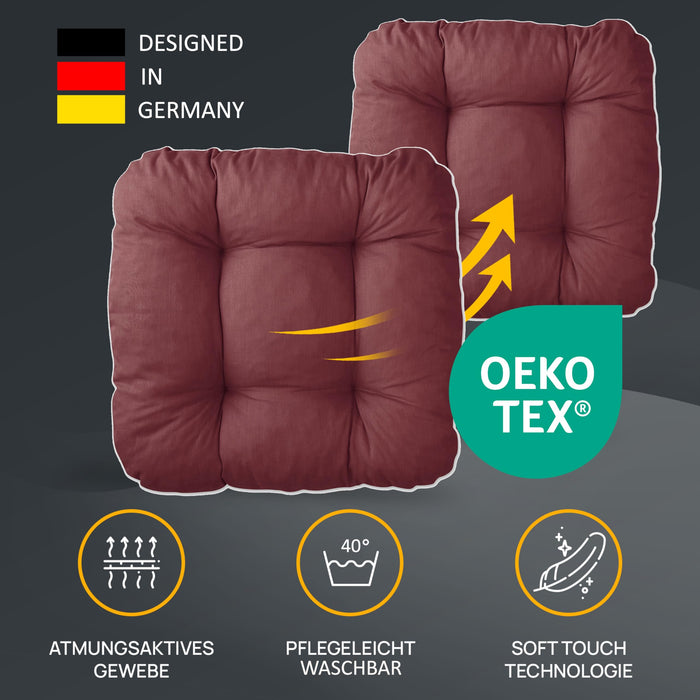 Stuhlkissen LISA CAPRI 4er Set - Sitzkissen für Gartenstuhl, Küchenstuhl oder Esszimmerstuhl