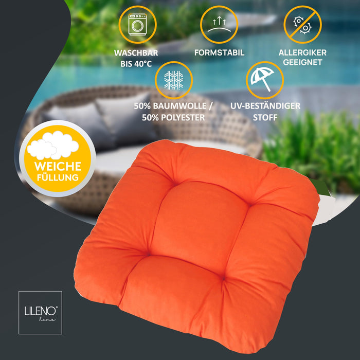 Stuhlkissen LISA CAPRI 2er Set - Sitzkissen für Gartenstuhl, Küchenstuhl oder Esszimmerstuhl
