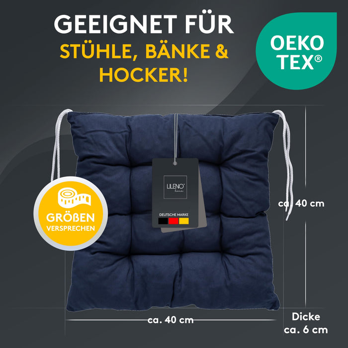 Stuhlkissen LINDA STREIFEN 4er Set - Sitzkissen für Gartenstuhl, Küchenstuhl oder Esszimmerstuhl