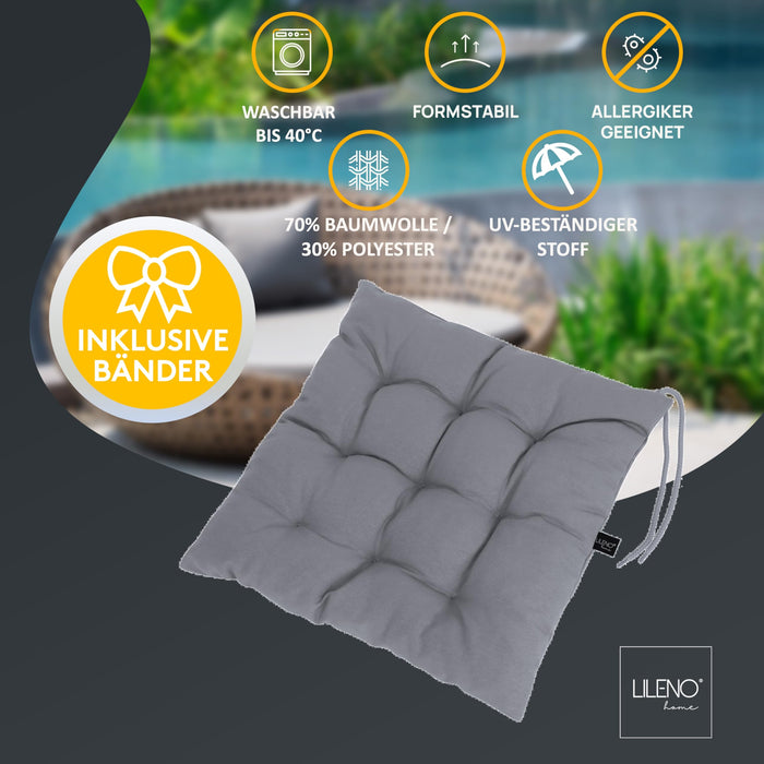 Stuhlkissen Linda Fiume 6er Set - Sitzkissen für Gartenstuhl, Küchenstuhl oder Esszimmerstuhl
