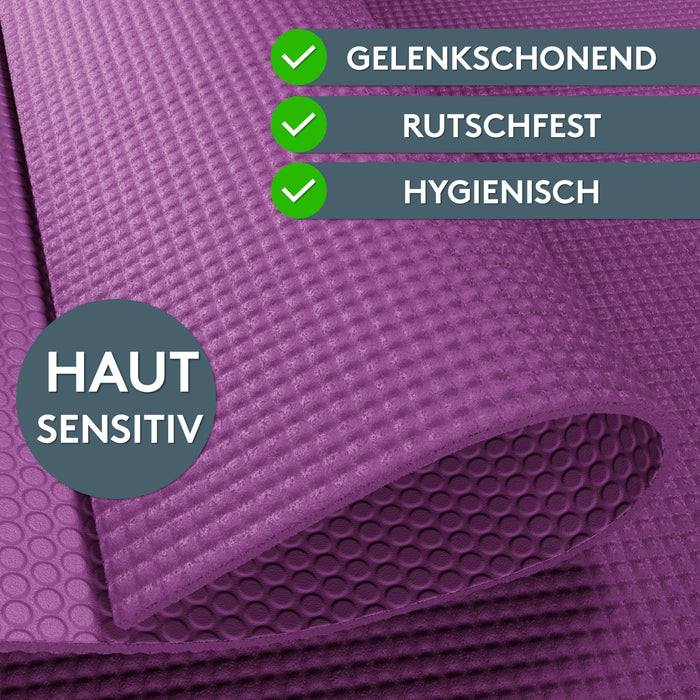Yogamatte Gymnastikmatte 180x60 cm inkl. Tragegurt, rutschfeste Fitnessmatte