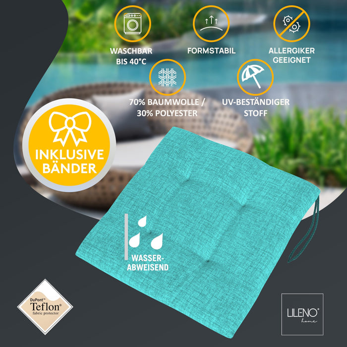 Stuhlkissen 2er Set LAURA TINO - Sitzkissen für Gartenstuhl, Küchenstuhl oder Esszimmerstuhl
