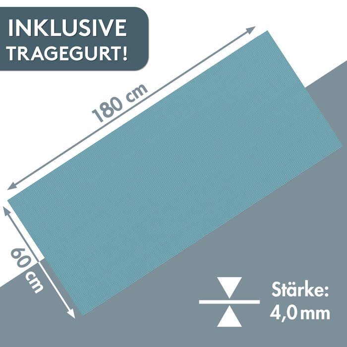 Yogamatte Gymnastikmatte 180x60 cm inkl. Tragegurt, rutschfeste Fitnessmatte