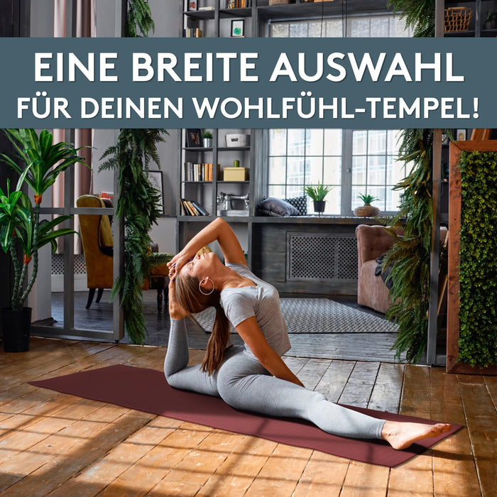 Yogamatte Gymnastikmatte 180x60 cm inkl. Tragegurt, rutschfeste Fitnessmatte