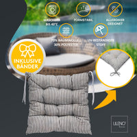 Stuhlkissen LINDA STREIFEN 4er Set - Sitzkissen für Gartenstuhl, Küchenstuhl oder Esszimmerstuhl