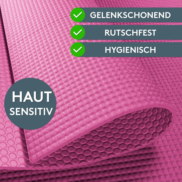 Yogamatte Gymnastikmatte 180x60 cm inkl. Tragegurt, rutschfeste Fitnessmatte