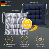 Stuhlkissen LINDA STREIFEN 1er Set - Sitzkissen für Gartenstuhl, Küchenstuhl oder Esszimmerstuhl