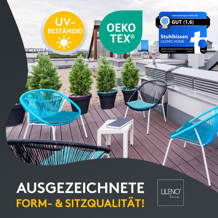 Stuhlkissen LINDA STREIFEN 2er Set - Sitzkissen für Gartenstuhl, Küchenstuhl oder Esszimmerstuhl