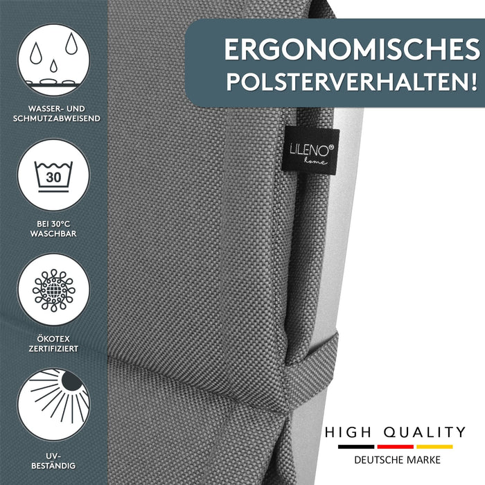 Hochlehnerauflage 2er Set ALUTEX bequeme Sitzauflage für Gartenmöbel, Stuhlkissen für Klappstühle