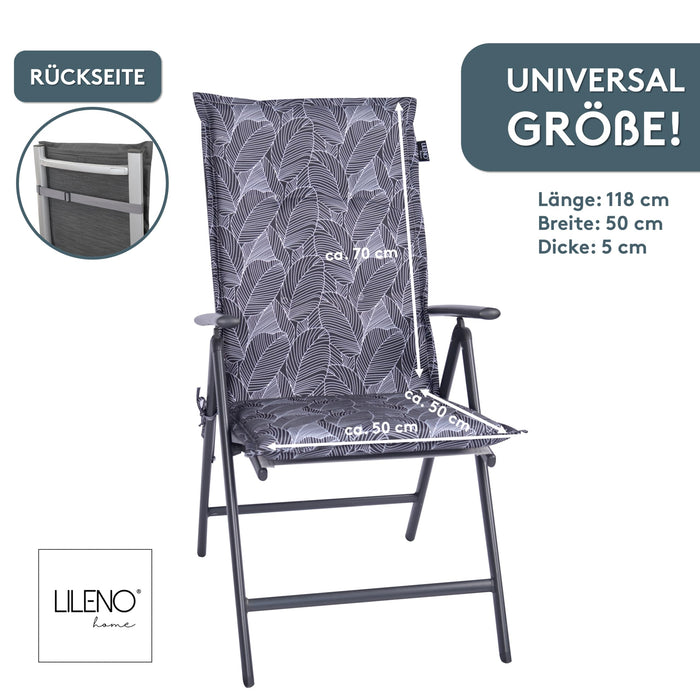 Hochlehnerauflage Gartenstuhl Auflage 1er Set FLORENCE, bequeme Sitzauflage für Gartenmöbel, Stuhlkissen