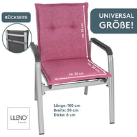 Niedriglehnerauflage 2er Set FLORENCE TINO - Gartenstuhl Auflage, bequeme Sitzauflage für Gartenmöbel, Stuhlkissen