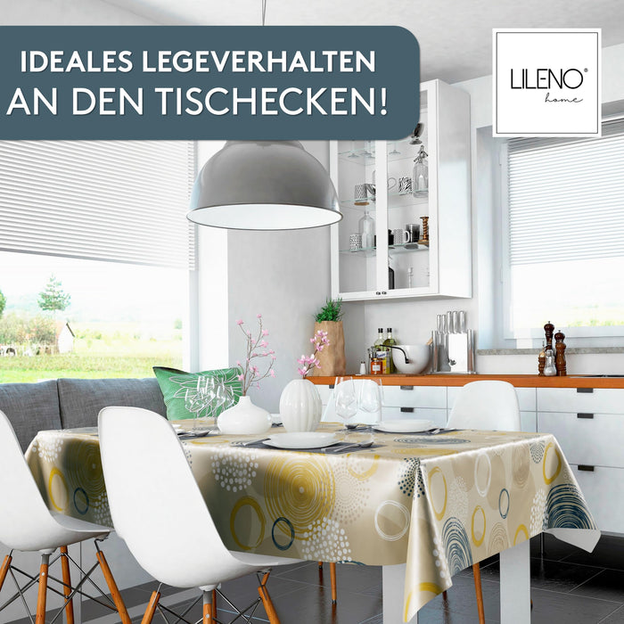 Tischdecke abwaschbar als Meterware oder rund in Swirl beige - Wachstuchtischdecke wasserabweisend
