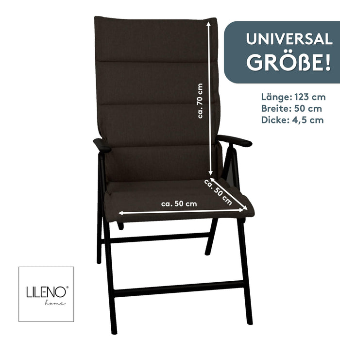 Hochlehnerauflage 2er Set ALUTEX bequeme Sitzauflage für Gartenmöbel, Stuhlkissen für Klappstühle