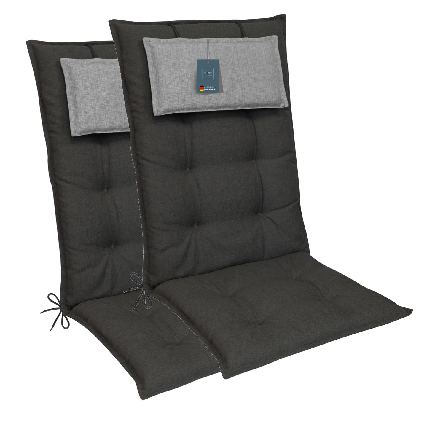 Hochlehnerauflage 2er Set MARBELLA - Gartenstuhl Auflage, bequeme Sitzauflage für Gartenmöbel, Stuhlkissen