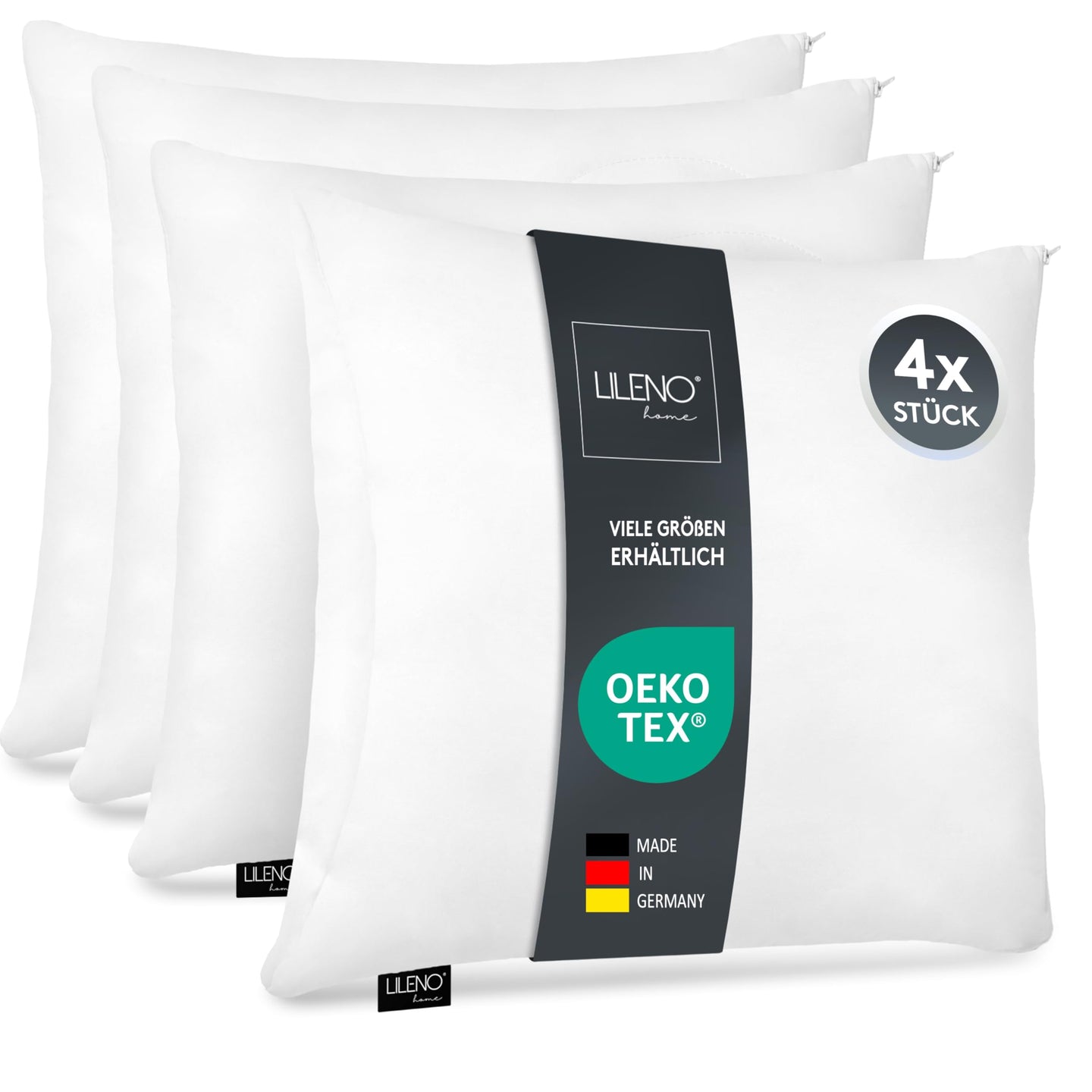 Microfaserkissen 4er Set - geeignet für Allergiker, in verschiedenen Größen - Made in Germany