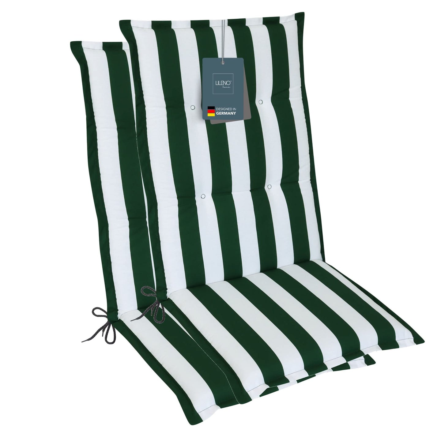 Hochlehnerauflage Gartenstuhl Auflage 2er Set FLORENCE, bequeme Sitzauflage für Gartenmöbel, Stuhlkissen