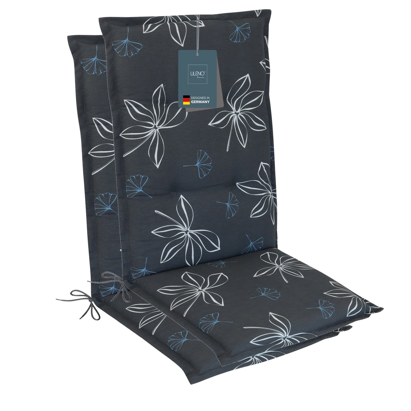 Hochlehnerauflage Gartenstuhl Auflage 2er Set FLORENCE, bequeme Sitzauflage für Gartenmöbel, Stuhlkissen